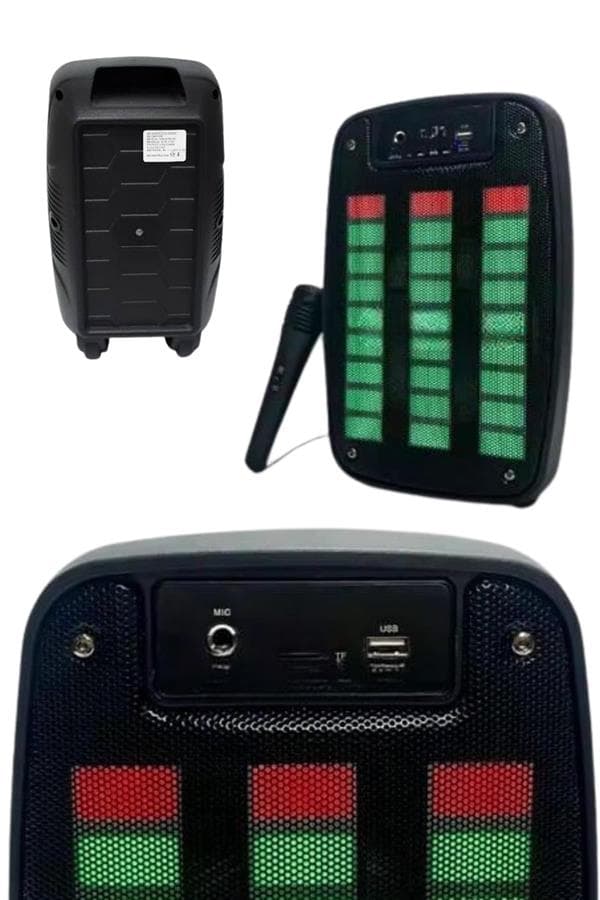 Taşınabilir 6.5 inç LED Bluetooth Kareoke Hoparlör RGB Işıklı Radyolu 5