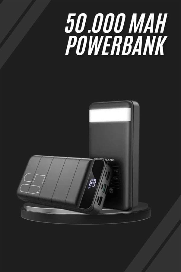 Taşınabilir Powerbank 50.000 mAh 4 Girişli Hızlı Şarj Led Göstergeli Fenerli Şarj 3