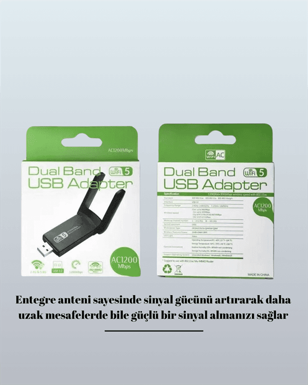 USB WiFi Adaptör – 1200 Mbps Hız 5