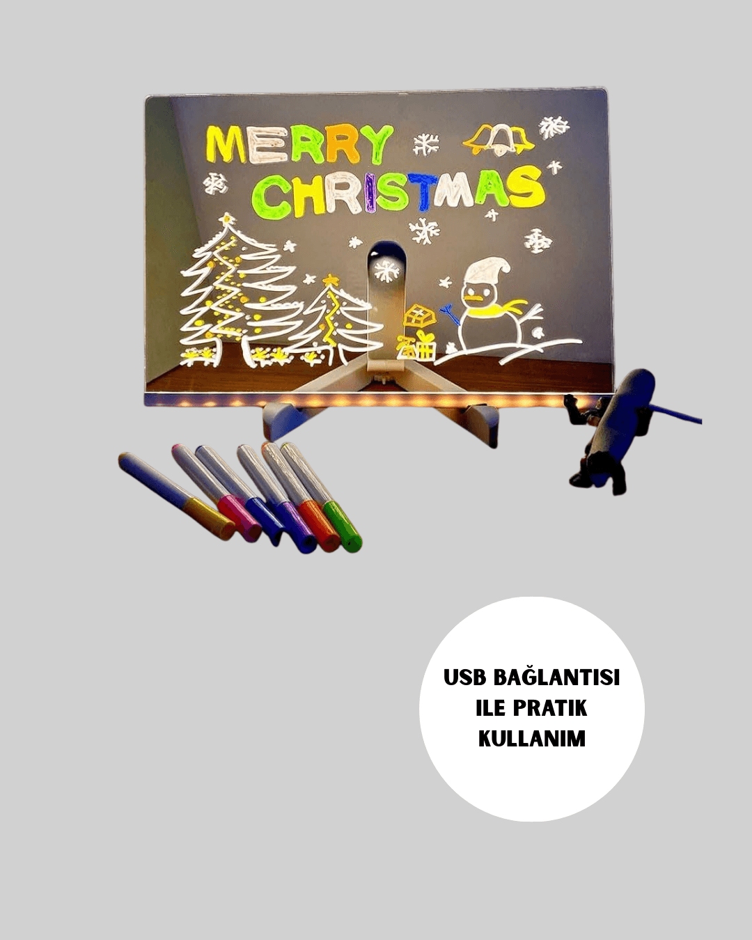 Silinebilir LED Mesaj Tahtası 7 Renkli Kalem Dahil 6