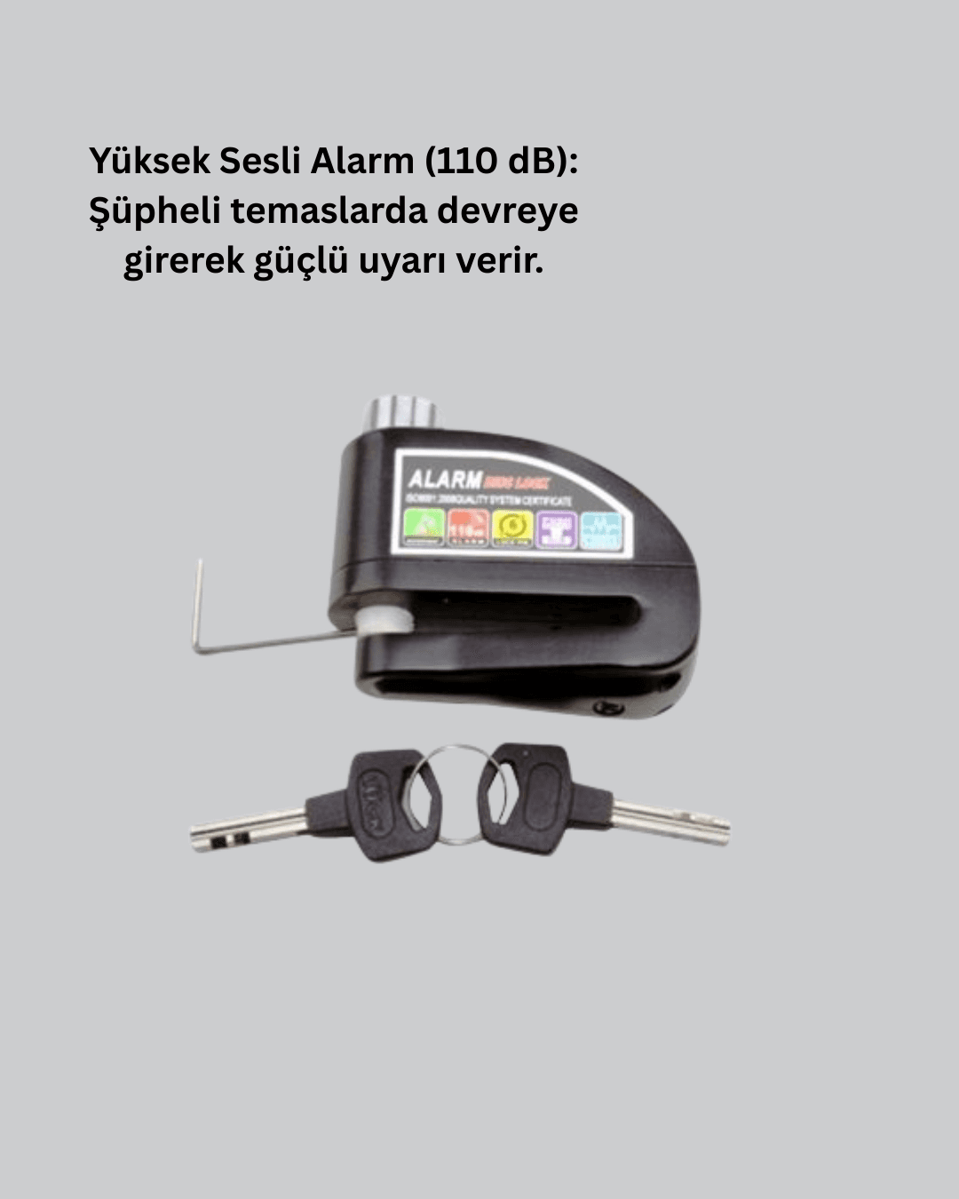 110 dB Alarm Disk Kilidi Motosiklet Scooter Bisiklet Güvenlik 3