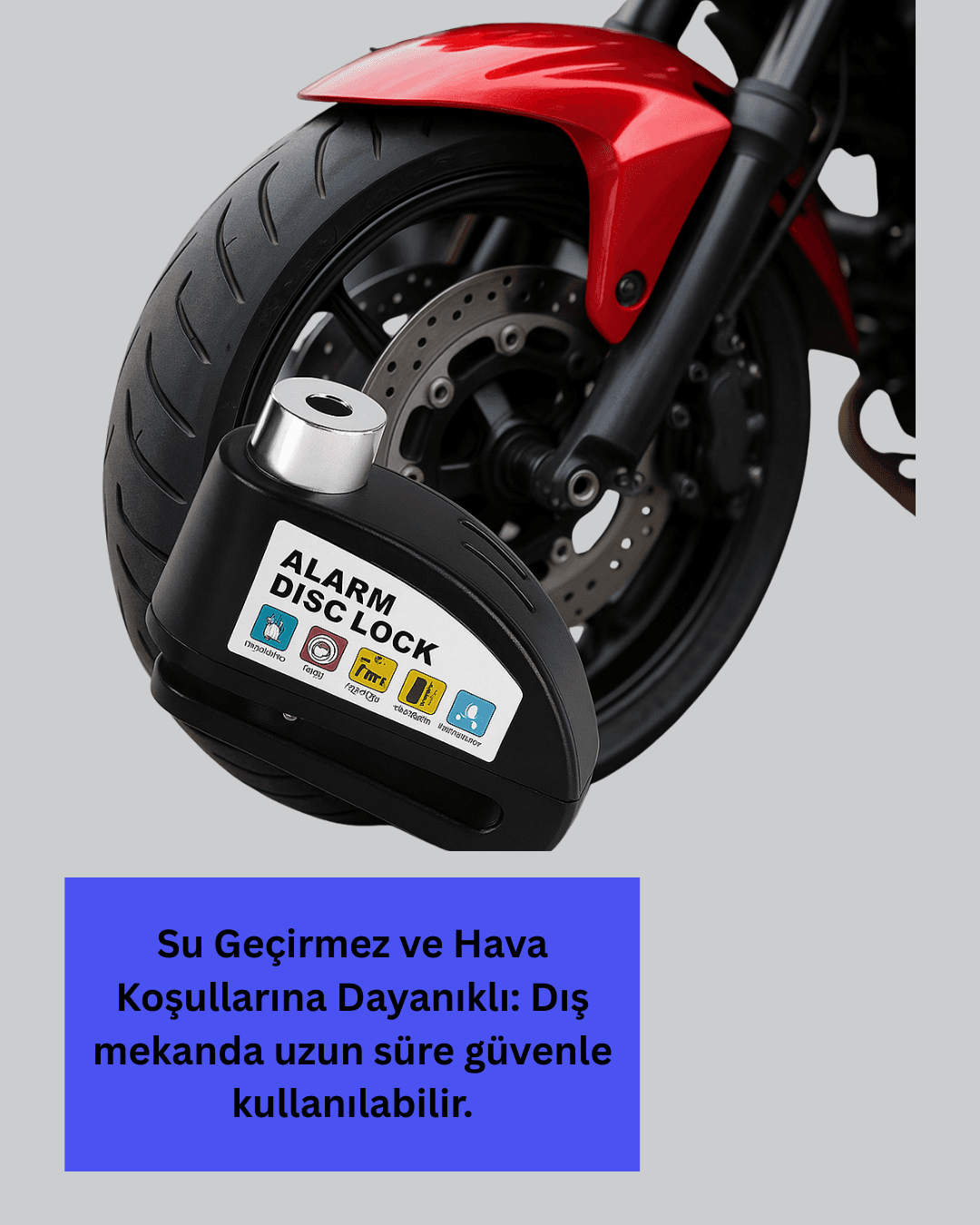 110 dB Alarm Disk Kilidi Motosiklet Scooter Bisiklet Güvenlik 4