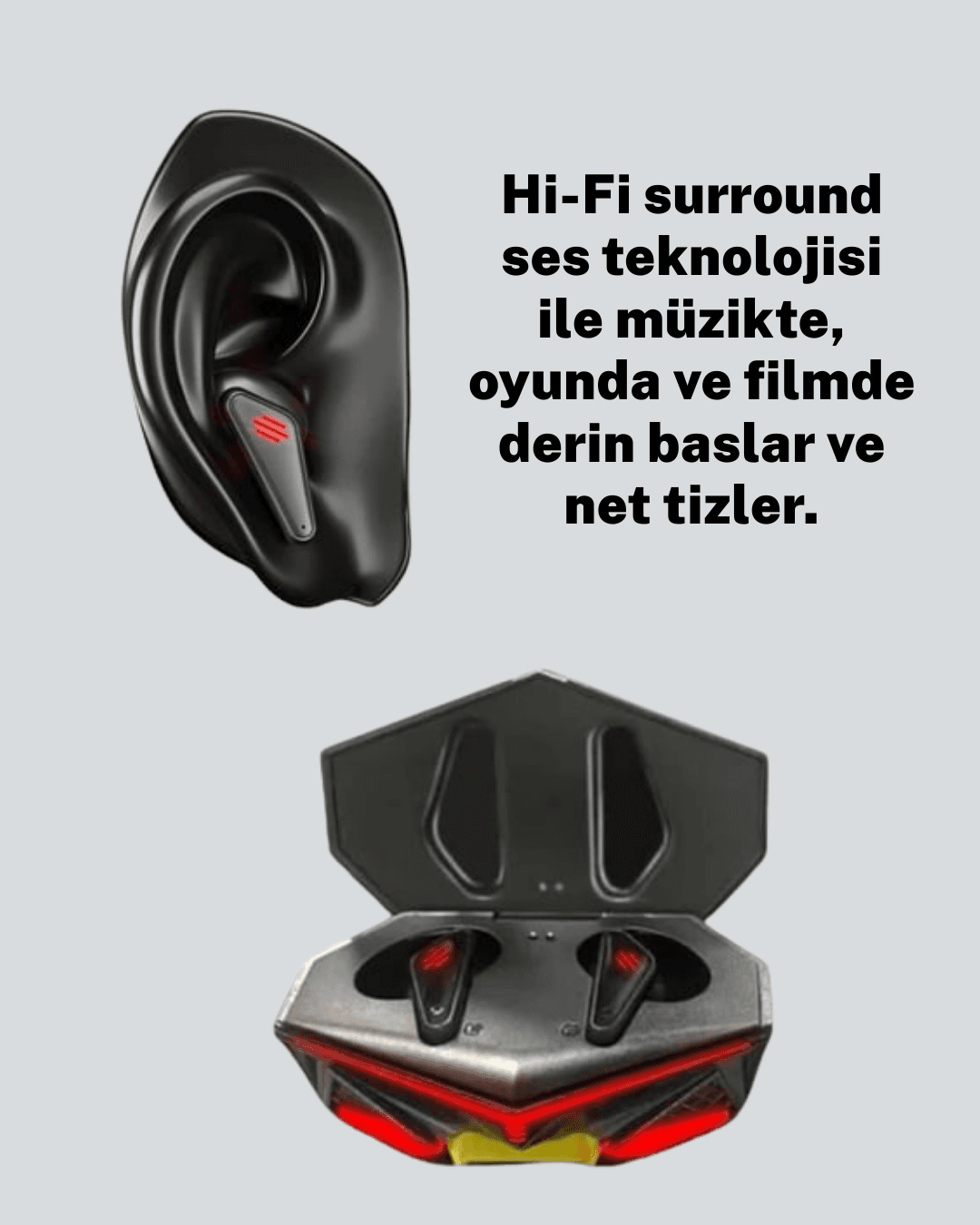 Bluetooth 5.0 Kablosuz Gaming Kulaklık Ergonomik Tasarım 5