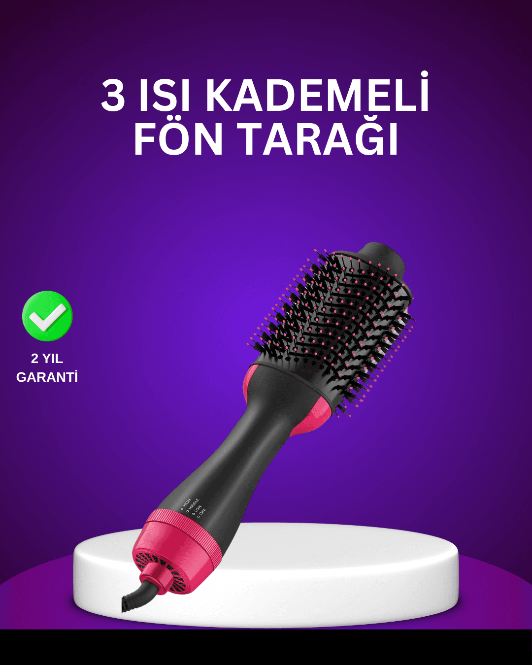 Negatif İyon Teknolojili Saç Kurutma ve Şekillendirme Fırçası