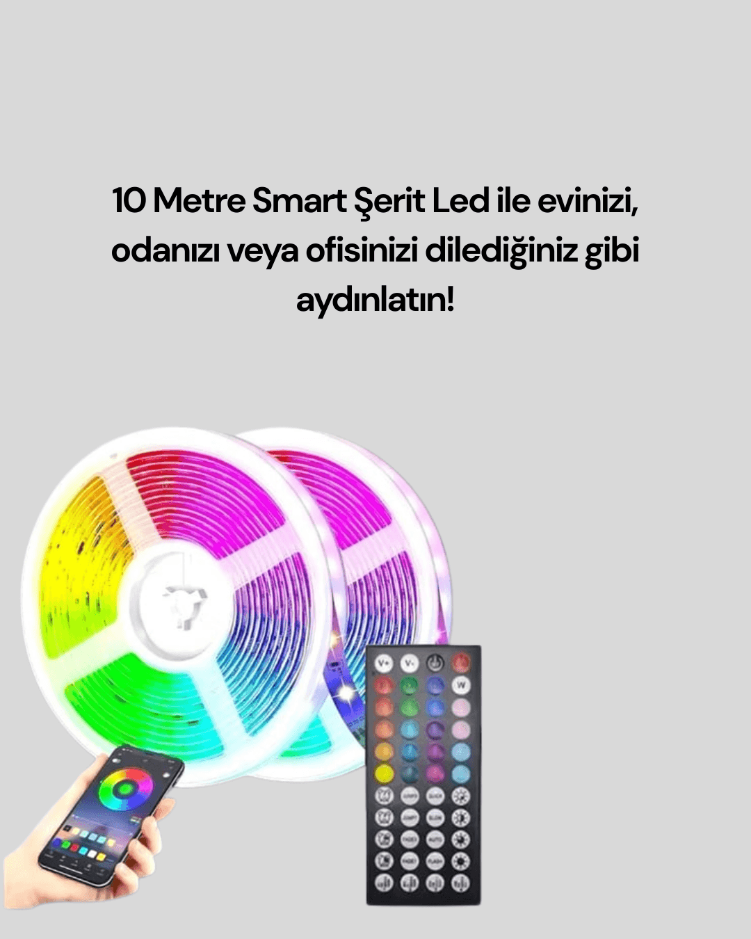 10 Metre Smart Şerit Led Bluetooth Telefon Kontrollü USB Enerjili 3