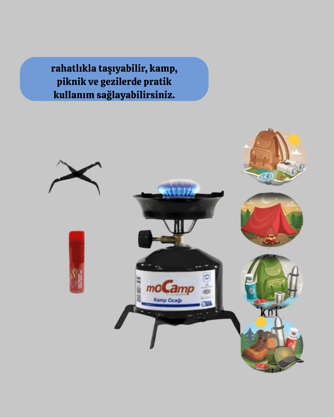 Doğa, Piknik ve Acil Durum İçin Kamp Ocağı Seti 3