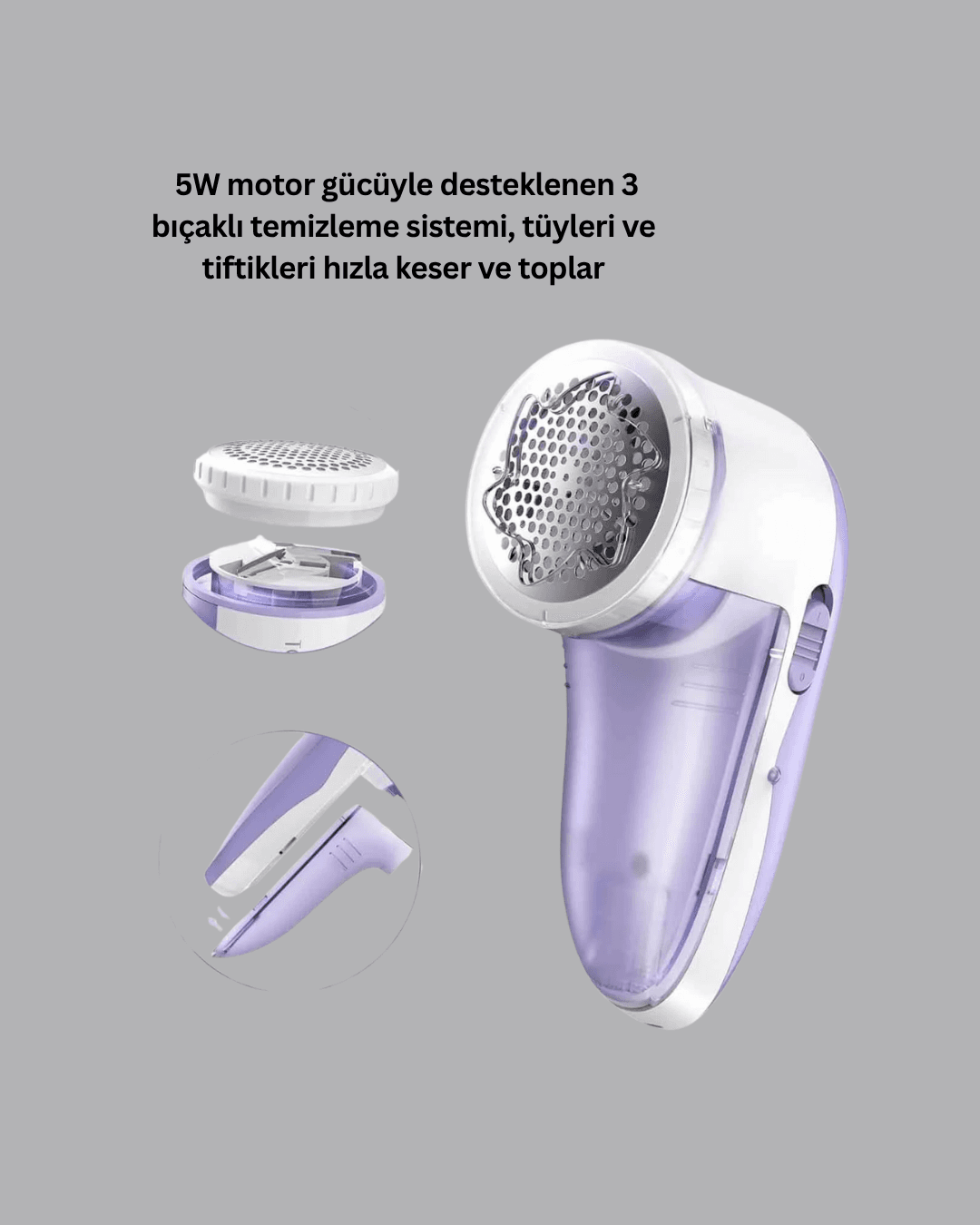 Tüy ve Tiftik Temizleyici – 3 Bıçaklı, 200ml Kapasiteli 3
