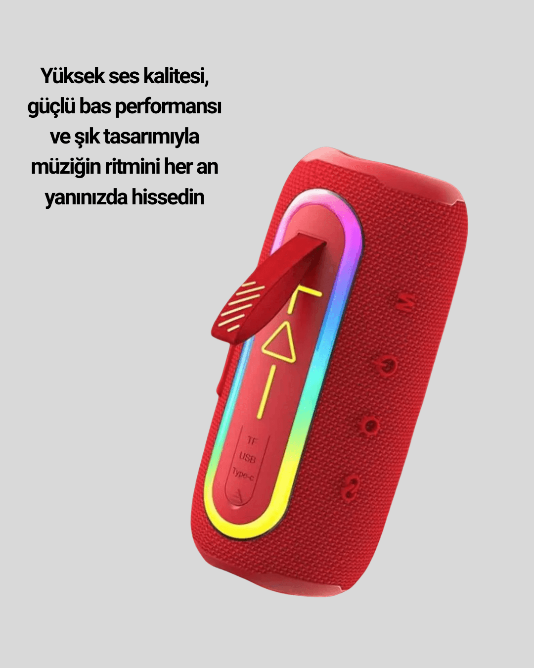 Taşınabilir Şarjlı Bluetooth Hoparlör Güçlü Bas 3