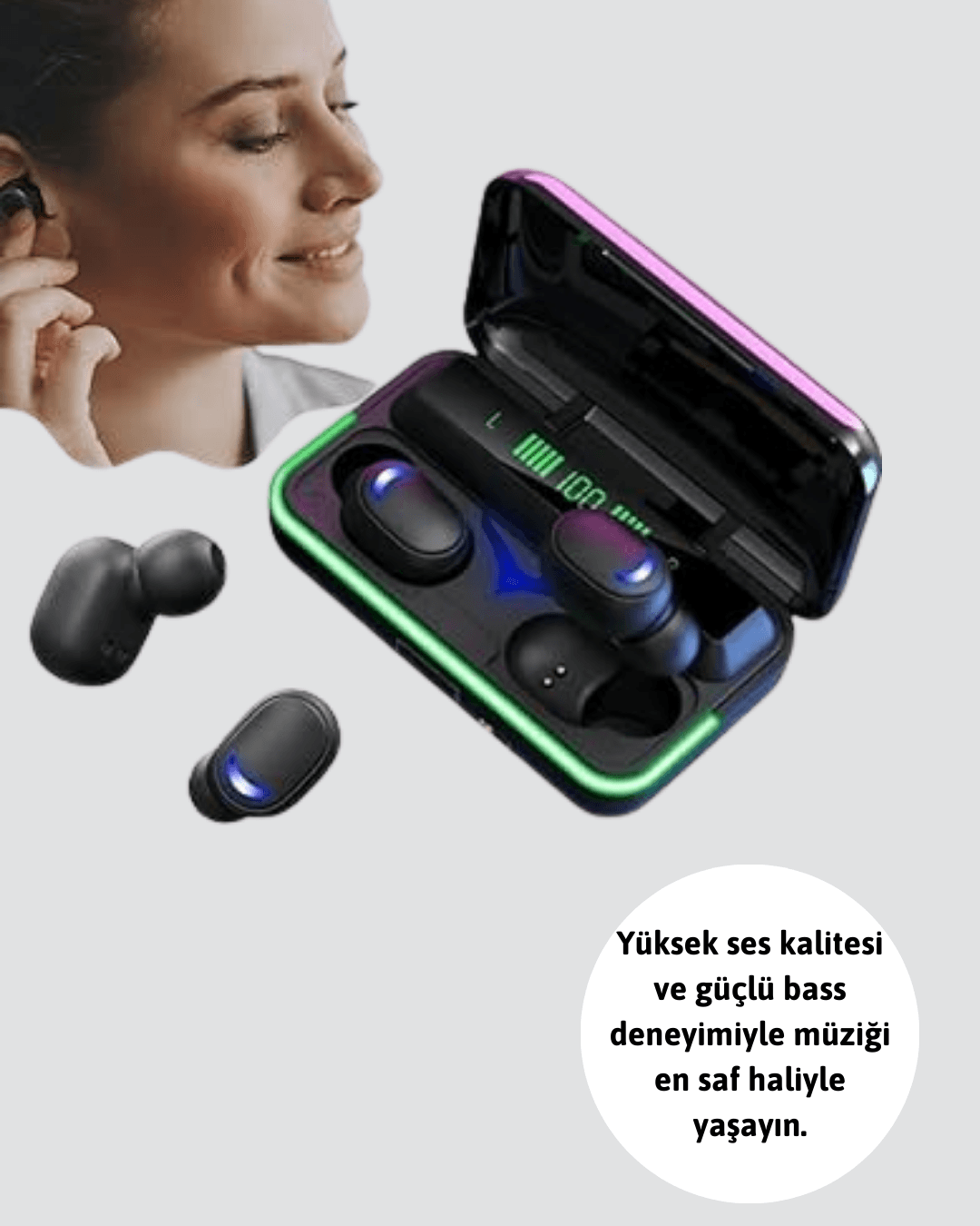 Oyun Modlu E10 Bluetooth Kulaklık Powerbank ve LED Ekranlı 3
