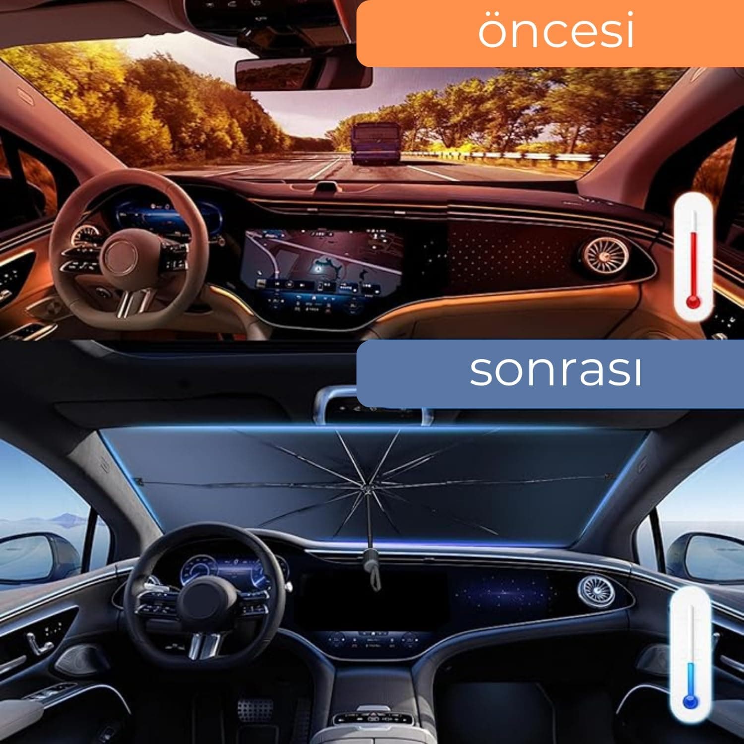 Renault Symbol, Dacia Sandero, Opel Corsa, Ford Ka, Peugeot 208 Uyumlu Oto Şemsiye 4
