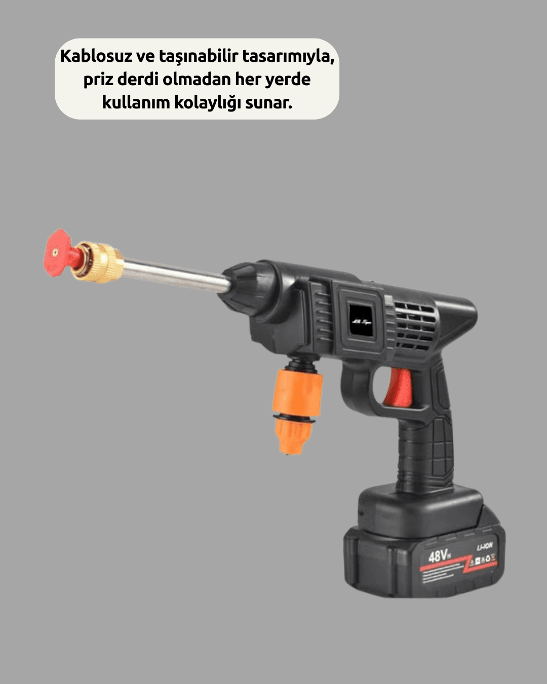 TEK BATARYALI 48V Şarjlı Basınçlı Yıkama Makinesi 4