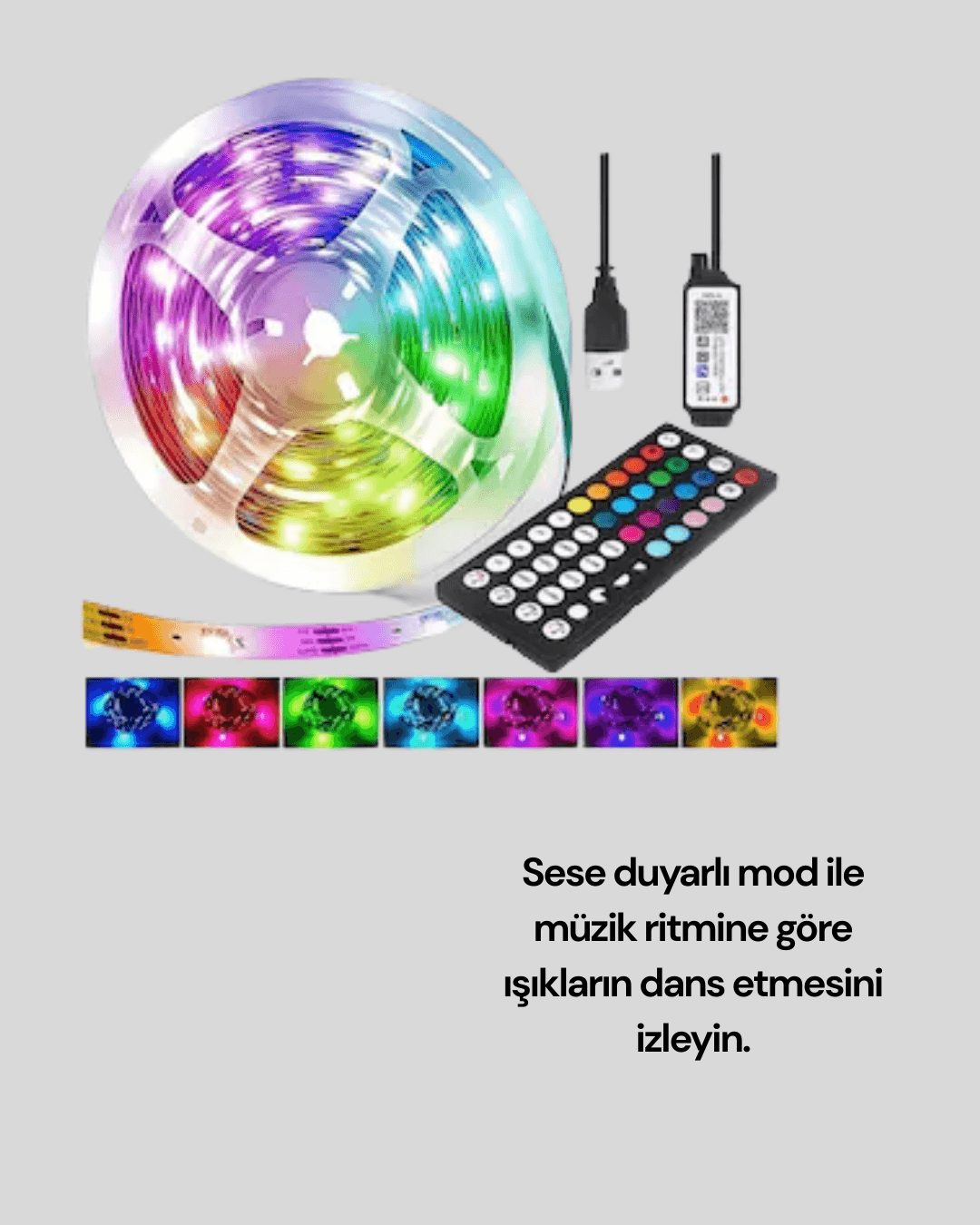 10 Metre Smart Şerit Led Bluetooth Telefon Kontrollü USB Enerjili 4