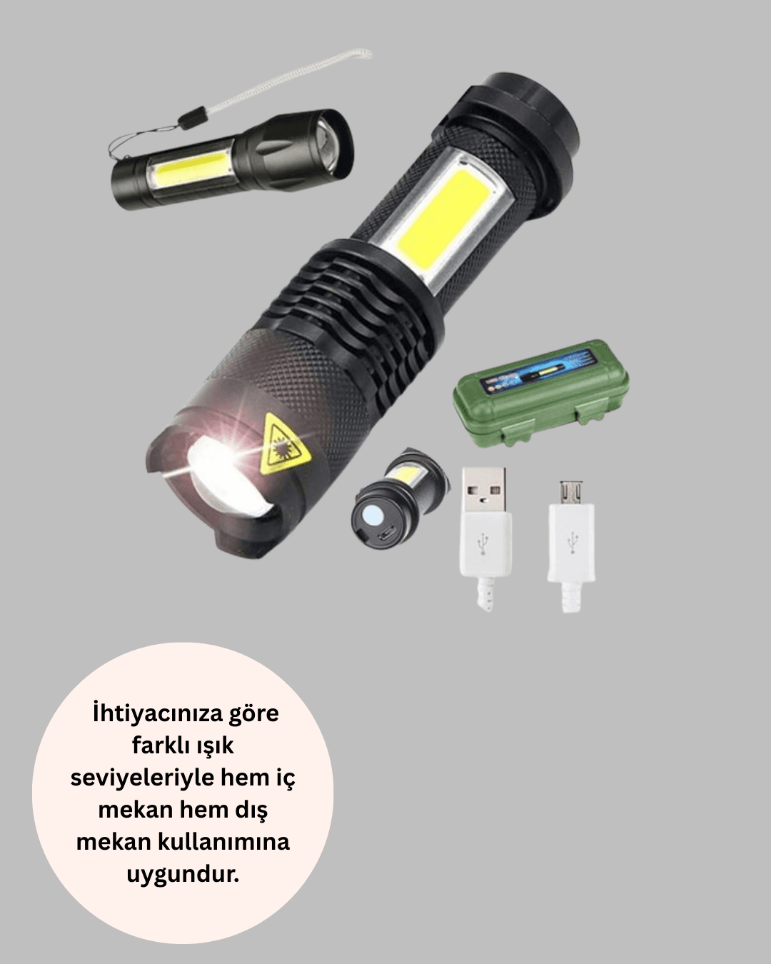 Suya Dayanıklı 4 Modlu Mini LED El Feneri 4