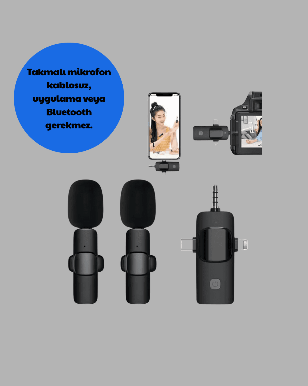 Kablosuz Mikrofon - Telefon ve Bilgisayar Uyumlu 6