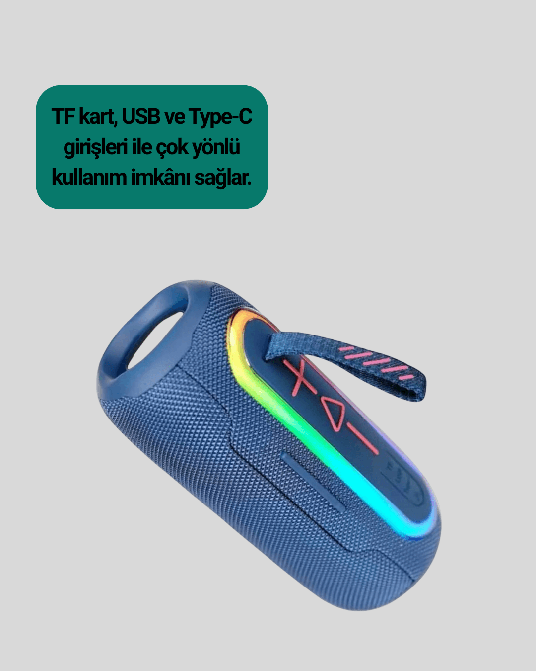 Taşınabilir Şarjlı Bluetooth Hoparlör Güçlü Bas 4