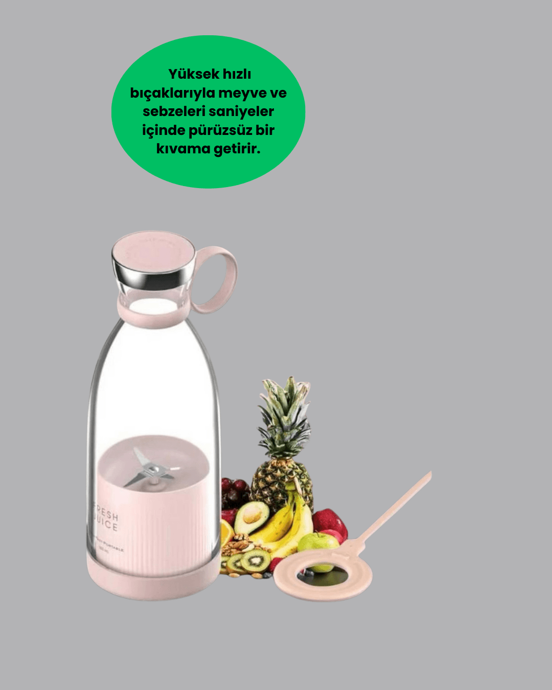 Çevre Dostu Cam Gövdeli Kablosuz Smoothie Blender 6