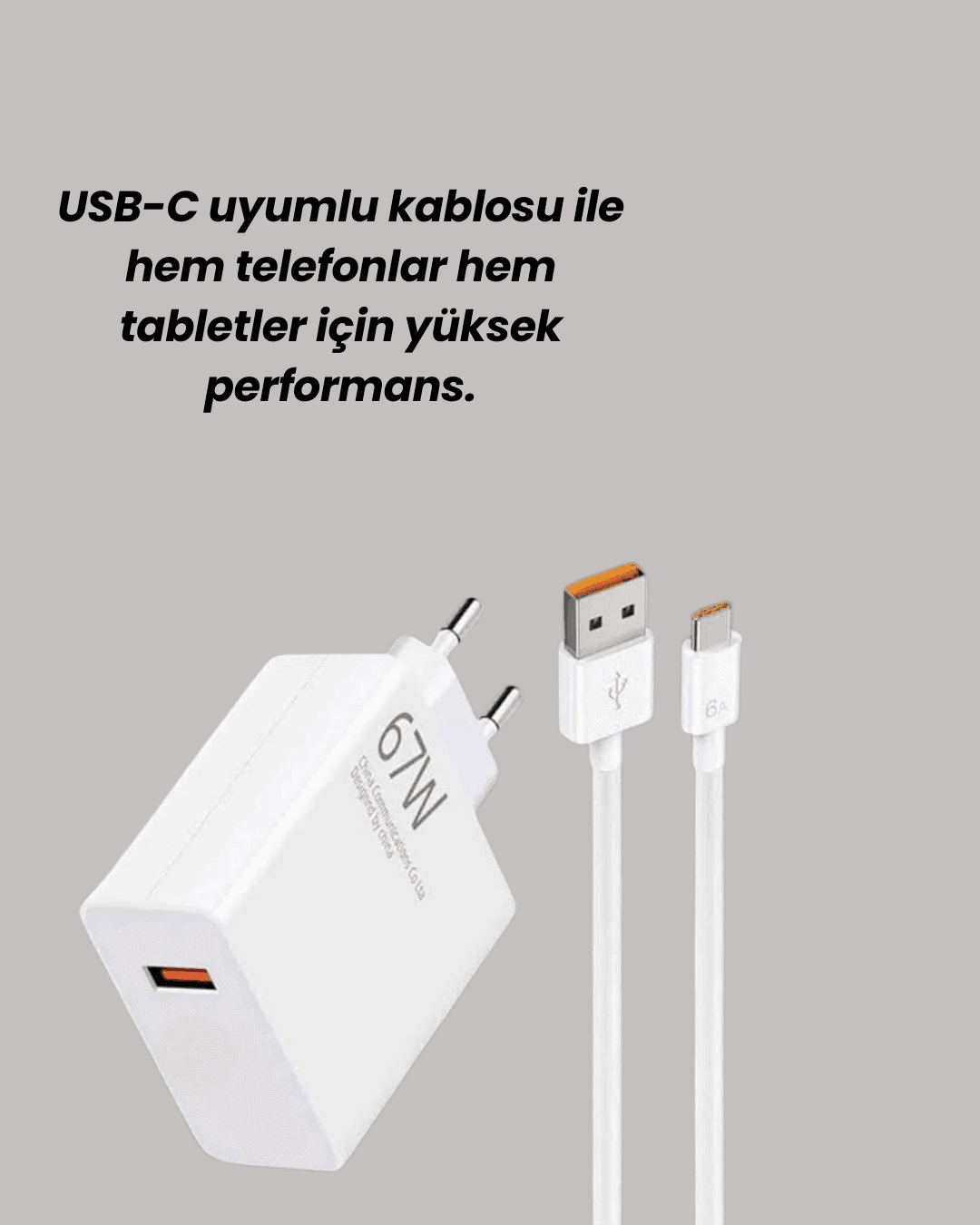 67W Güçlü Şarj Adaptörü ve Turbo Kablo Uzun Ömürlü Dayanıklı Tasarım 4