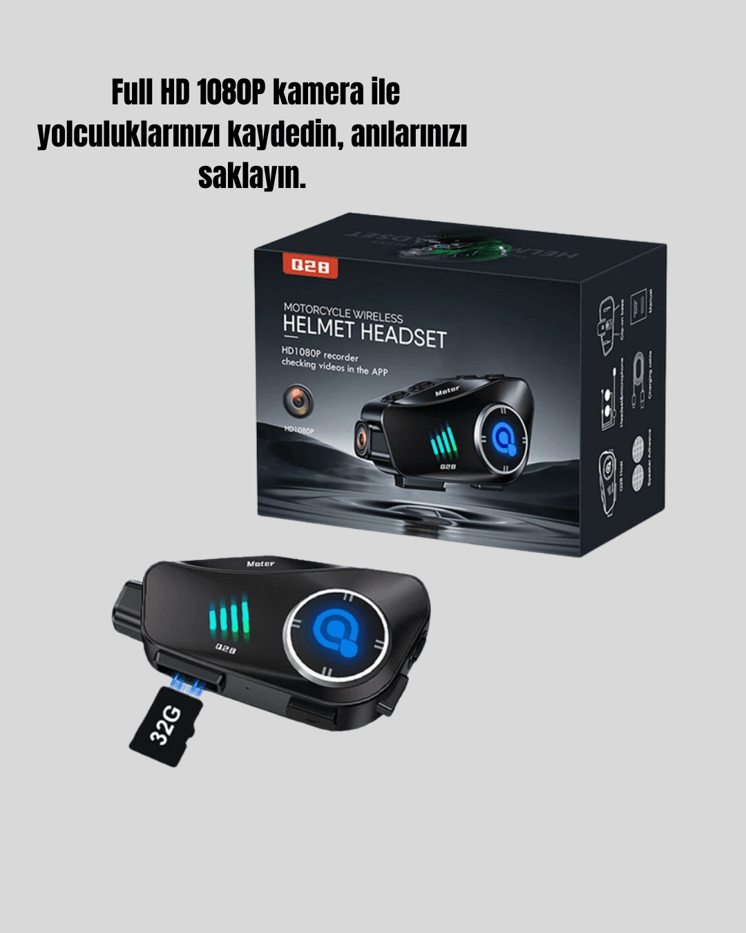 Q28 Motosiklet Kask Bluetooth Kulaklık  Full HD 1080P Kamera 4