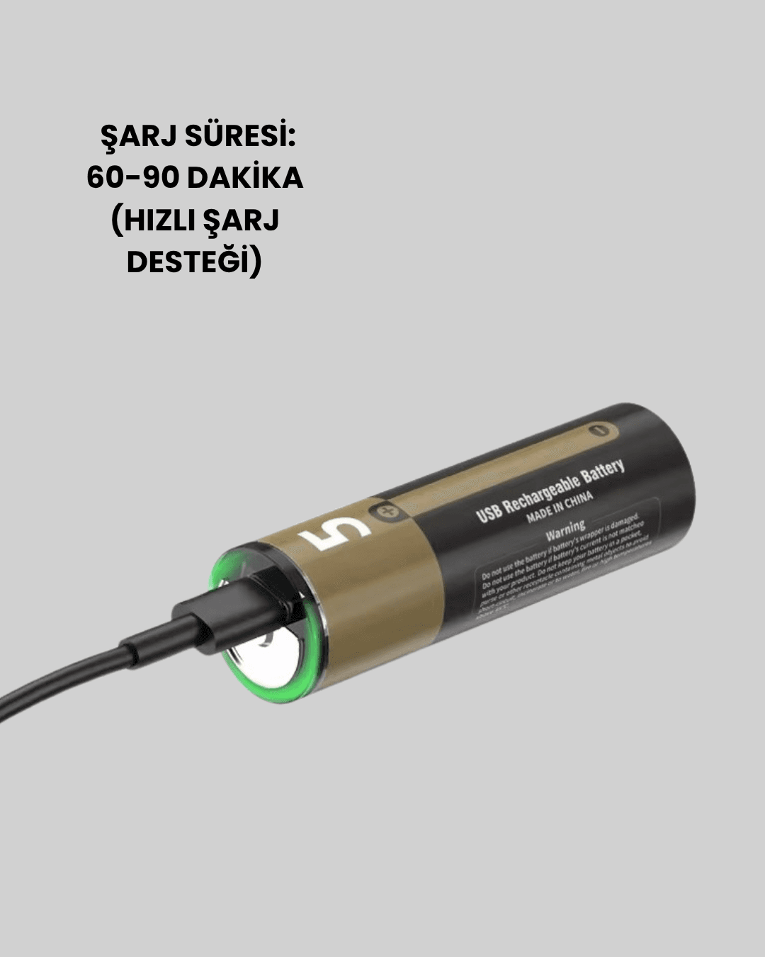 Tekrar Şarj Edilebilir AA USB Type-C Pil | 1000+ Döngü | 1.5V Sabit Voltaj 5