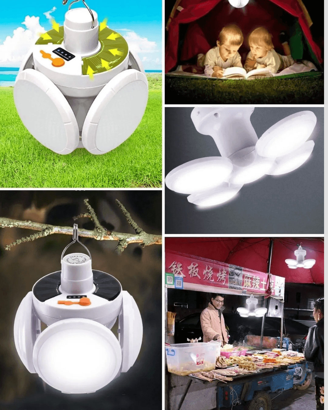 Katlanabilir 5 Kanatlı Solar LED Bahçe ve Kamp Lambası 5