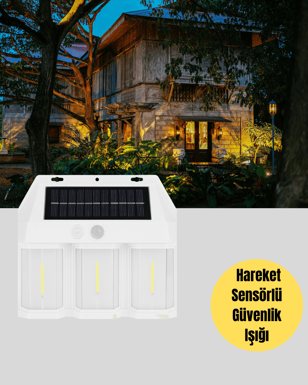 Dış Mekan Solar Duvar Lambası – 120° Hareket Algılama, 3 Işık Modu 5
