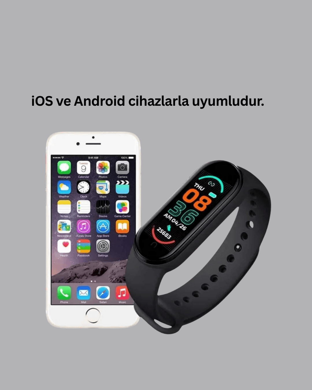 iOS ve Android Uyumlu Akıllı Bileklik – Çok Fonksiyonlu Kullanım 5
