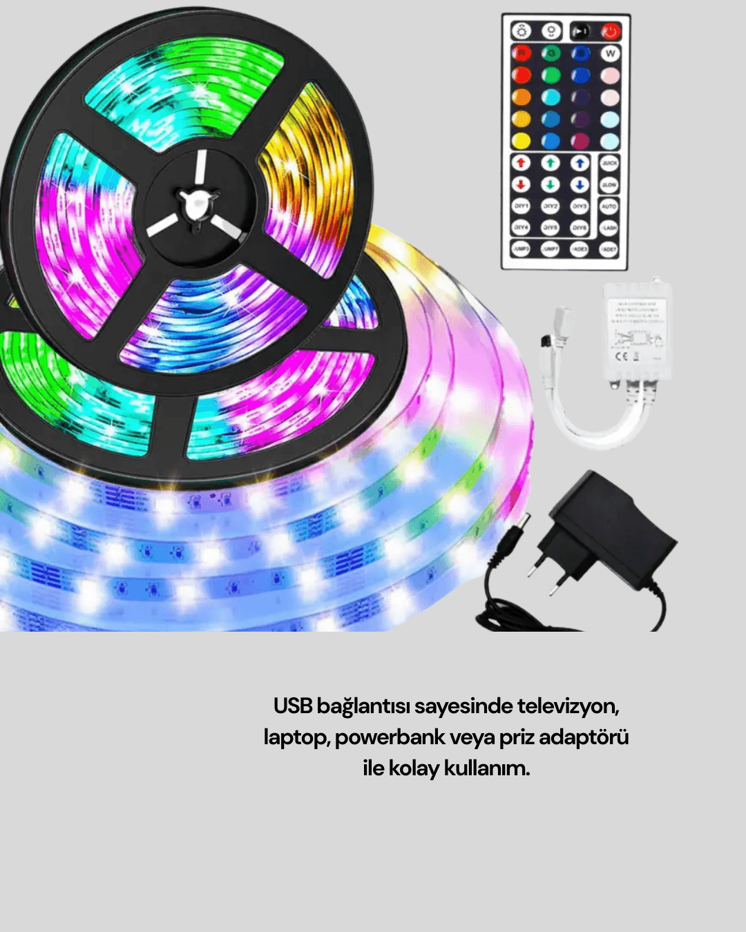 10 Metre Smart Şerit Led Bluetooth Telefon Kontrollü USB Enerjili 5