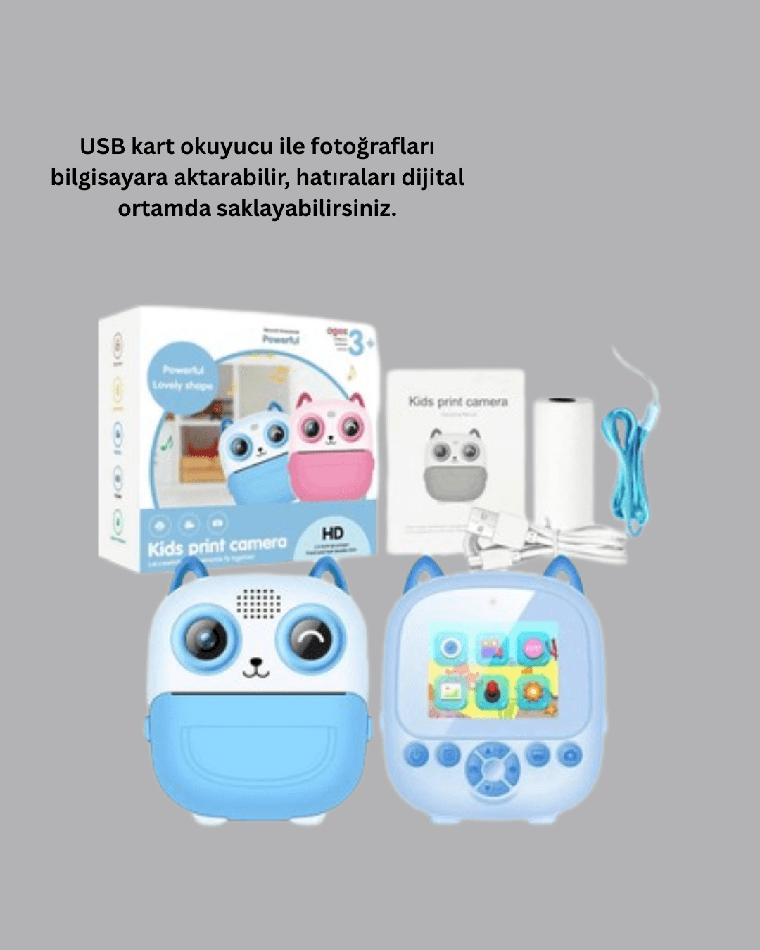 Termal Baskı Özellikli Çocuk Kamerası 1080P Video Destekli 5