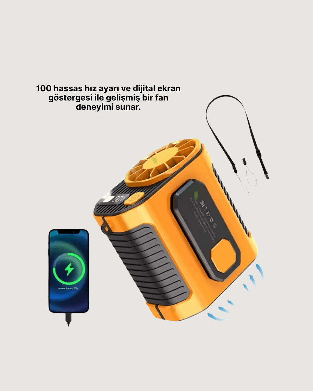 5000mAh Şarjlı Soğutma Fanı Taşınabilir 5