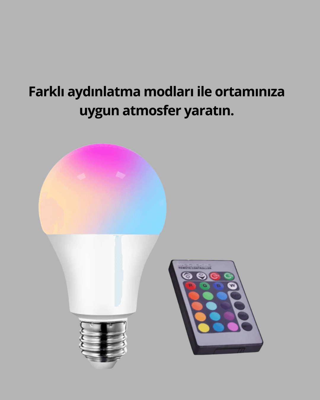 RGB Uzaktan Kumandalı LED Ampul 16 Renk Dekoratif Aydınlatma 3