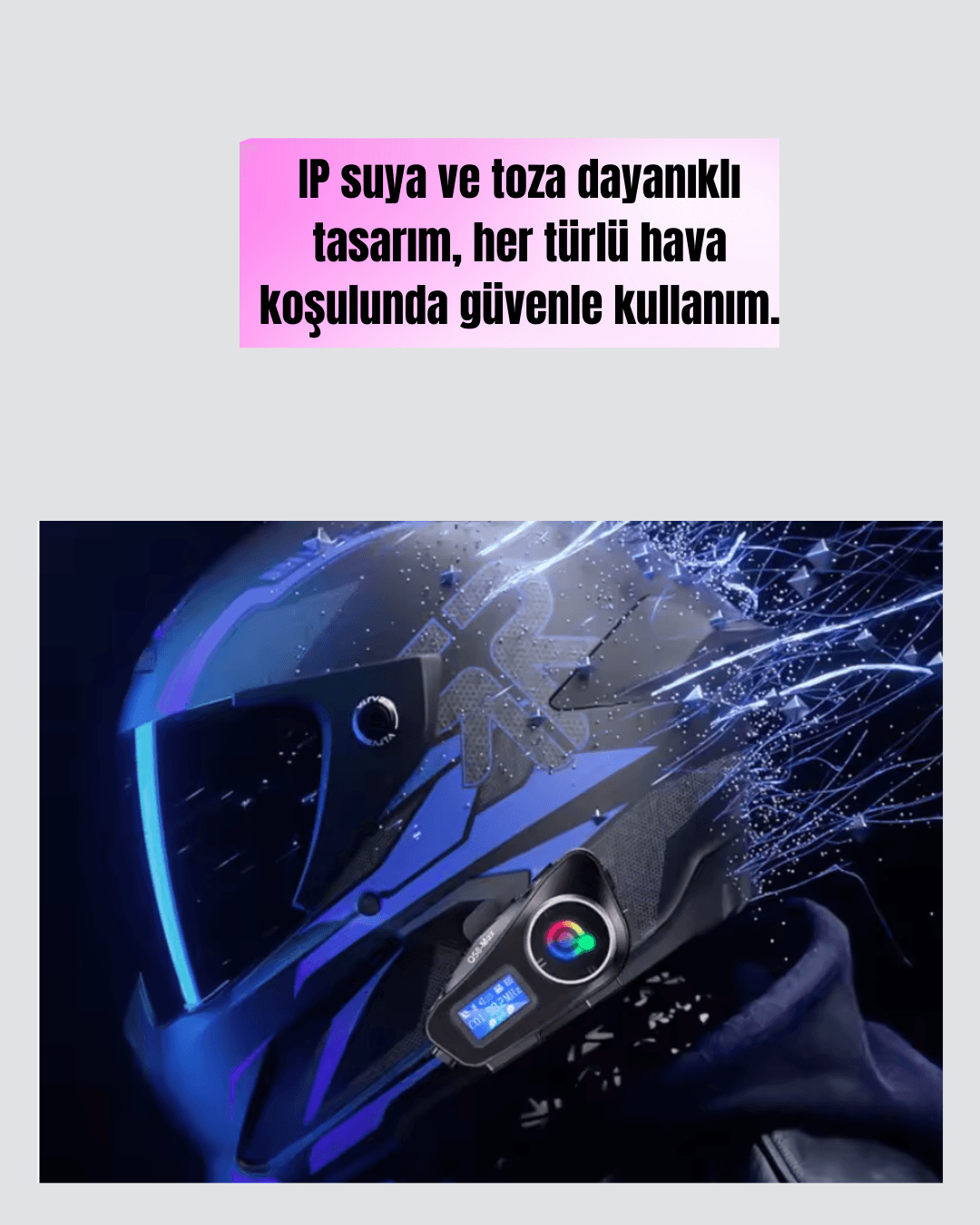 Su Geçirmez Bluetooth 5.3 Kask Kulaklığı 1000mAh Bataryalı IP65 Korumalı 5