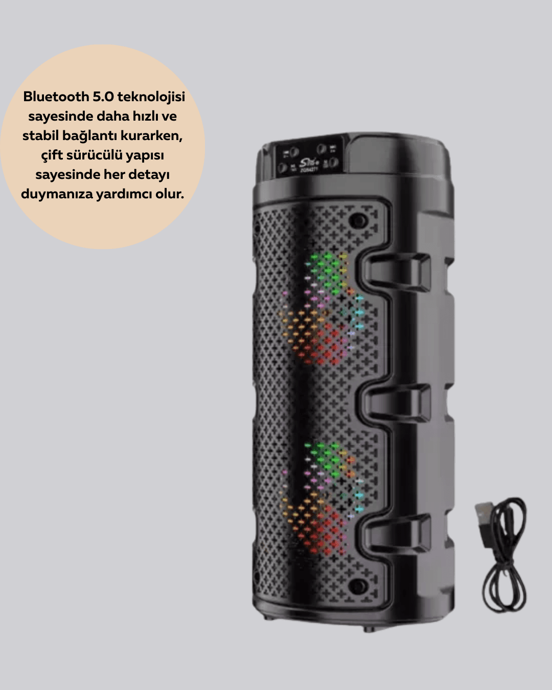 Bluetooth 5.0 Destekli Yüksek Ses Kaliteli Hoparlör 6