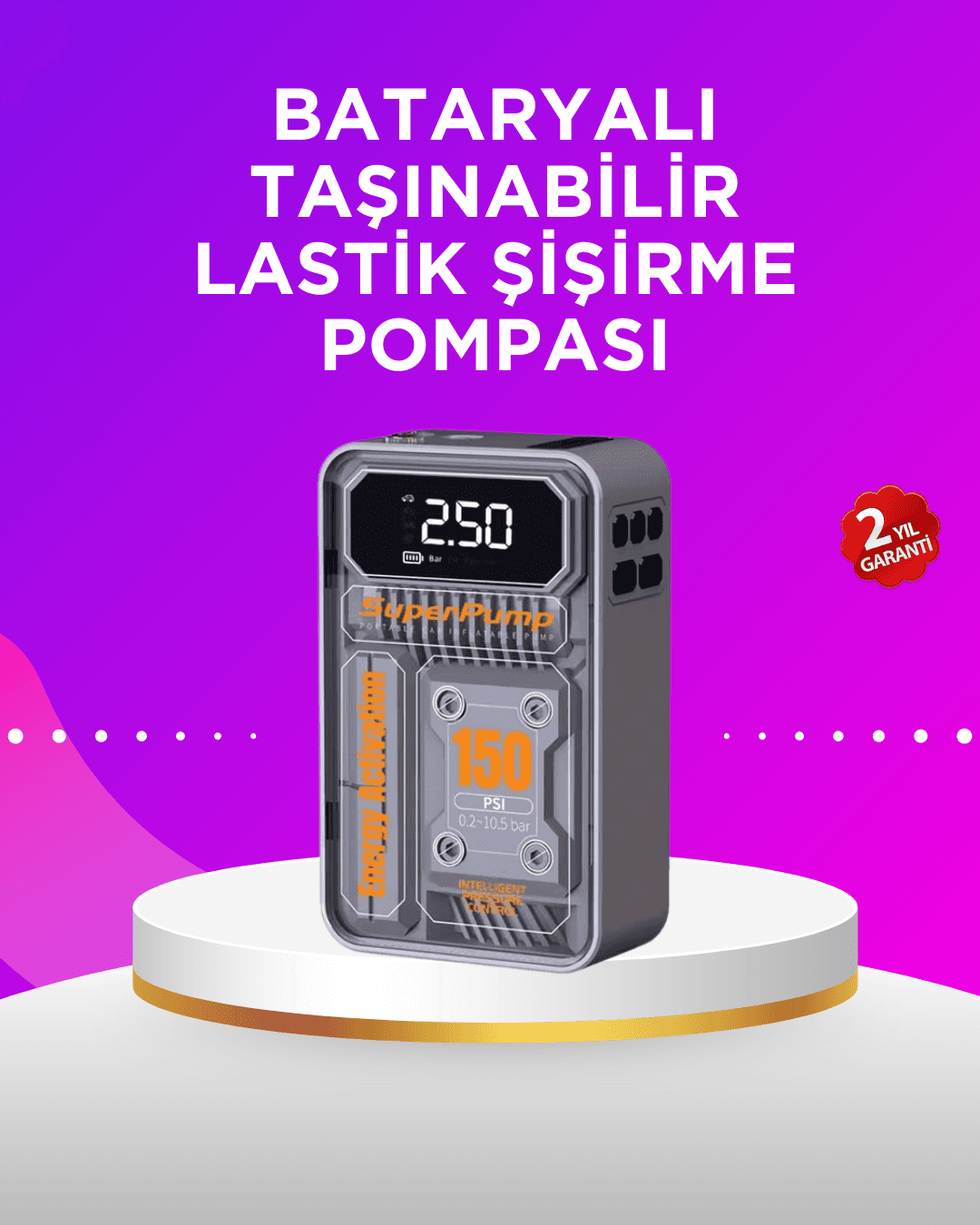 Mini Boy Elektrikli Şarjlı Yüksek Basınçlı Lastik Şişirme Pompası