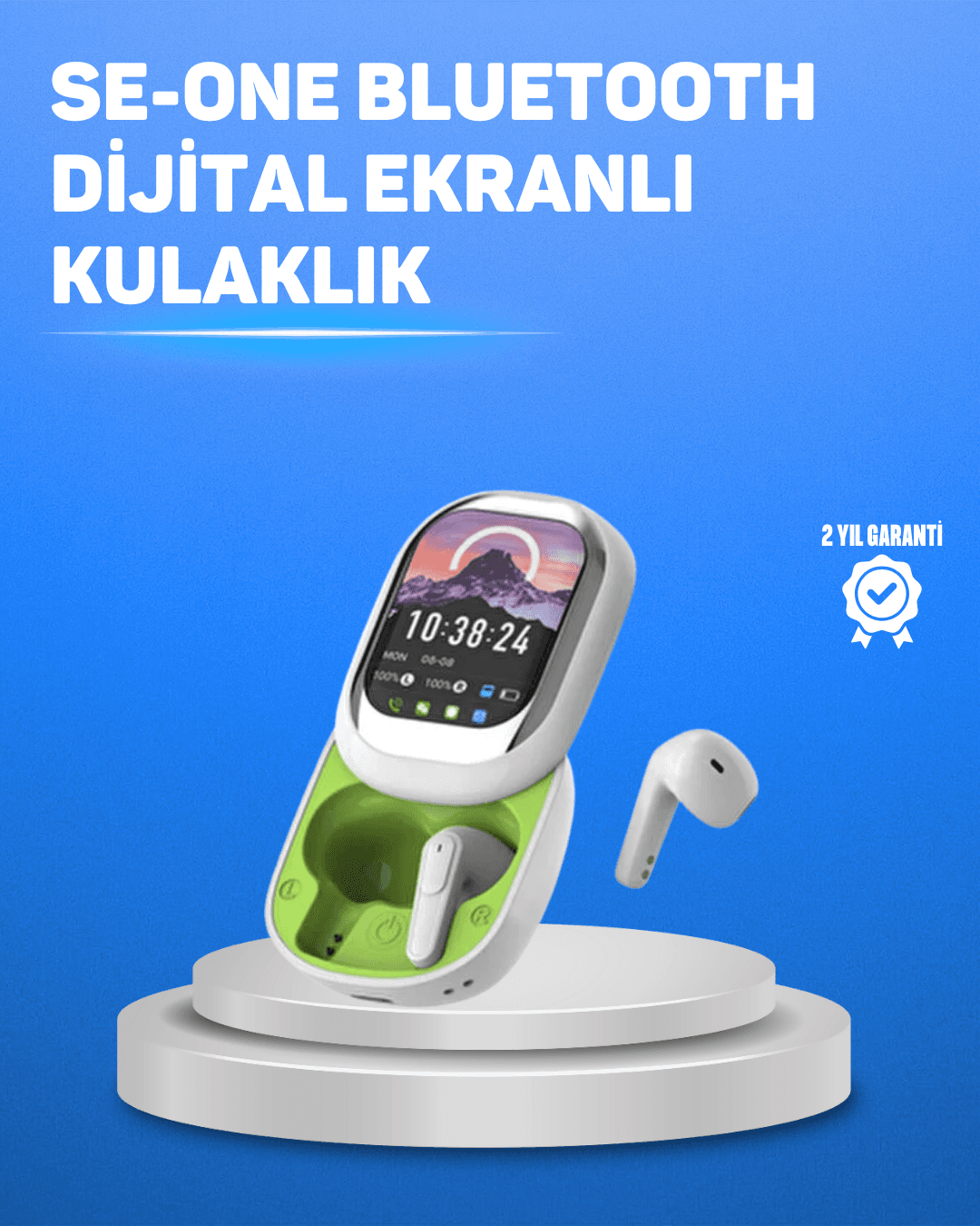 Şık Tasarımlı Siyah Beyaz Kablosuz Kulaklık Çoklu Dil Destekli