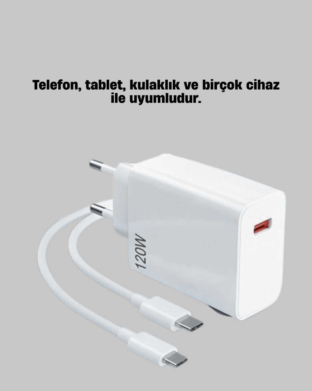 120W Güçlü Hızlı Şarj Adaptörü ve Type-C Kablo Seti – Güvenli Şarj Teknolojisi 3