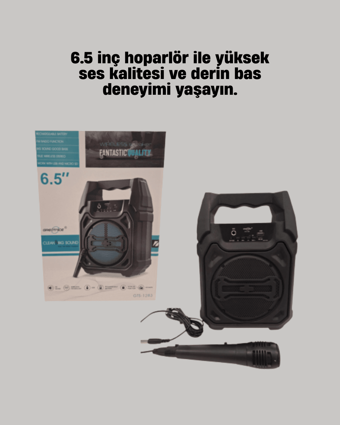 6.5 İnç Bluetooth Hoparlör Mikrofonlu Taşınabilir Karaoke ve Parti Sistemi 3