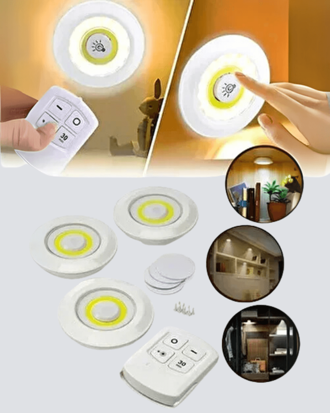 Kablosuz Gün Işığı 3’lü LED Spot Lamba Kumandalı 3