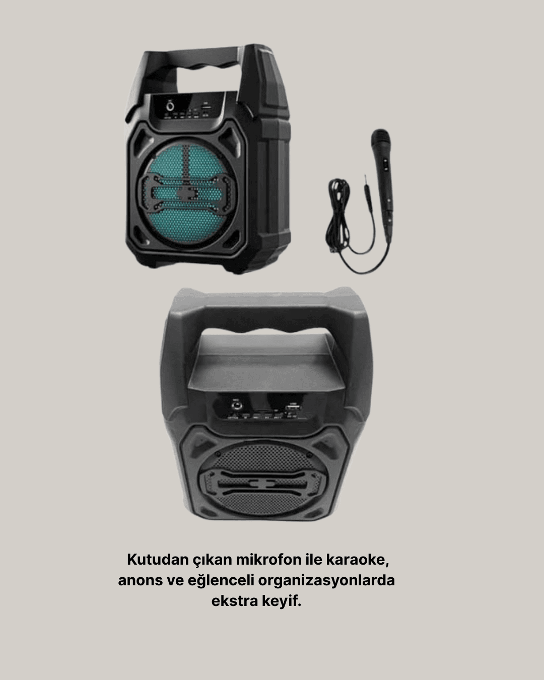 6.5 İnç Bluetooth Hoparlör Mikrofonlu Taşınabilir Karaoke ve Parti Sistemi 5