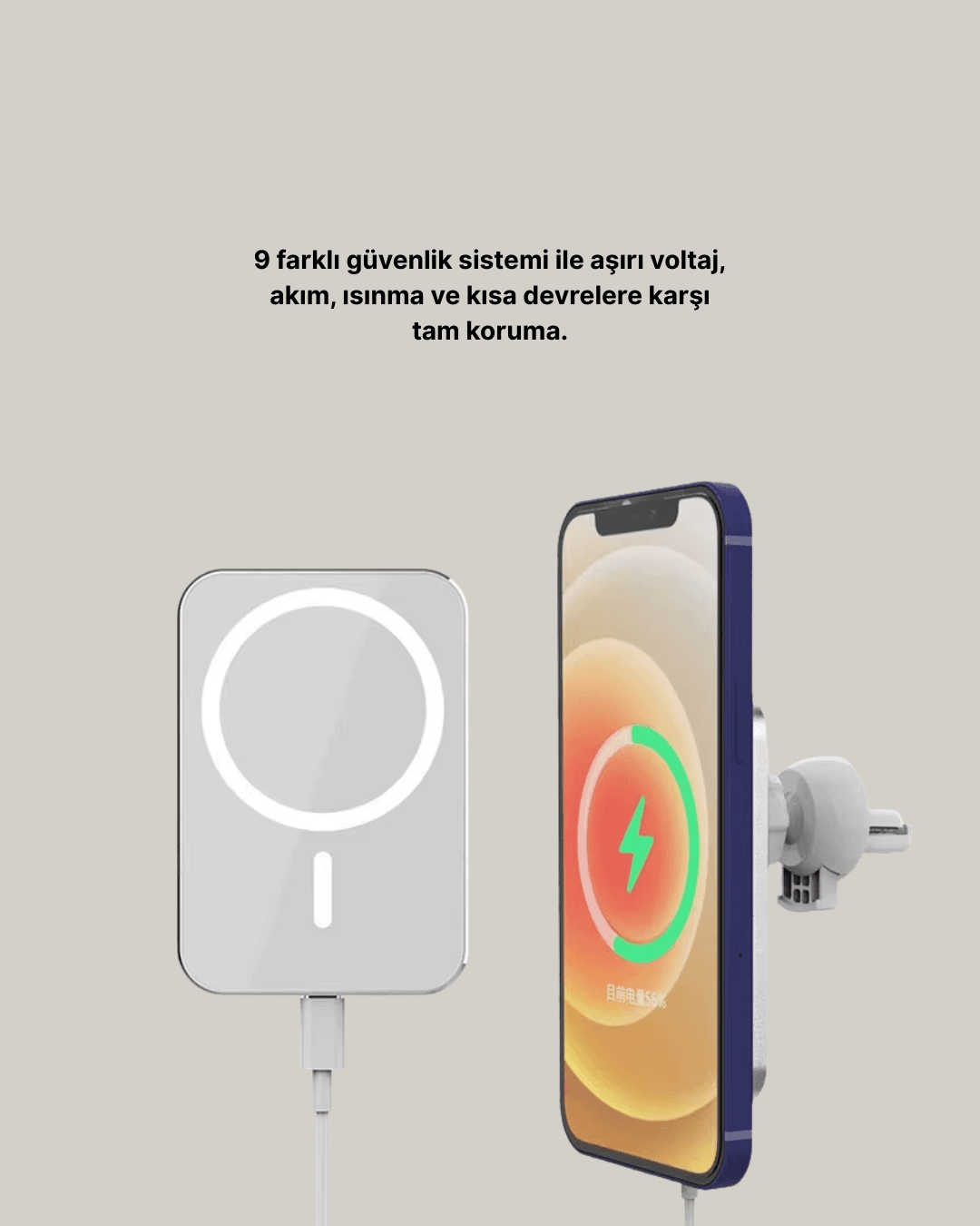 15W Araç Telefon Tutucu Kablosuz Hızlı Şarj Özellikli 5