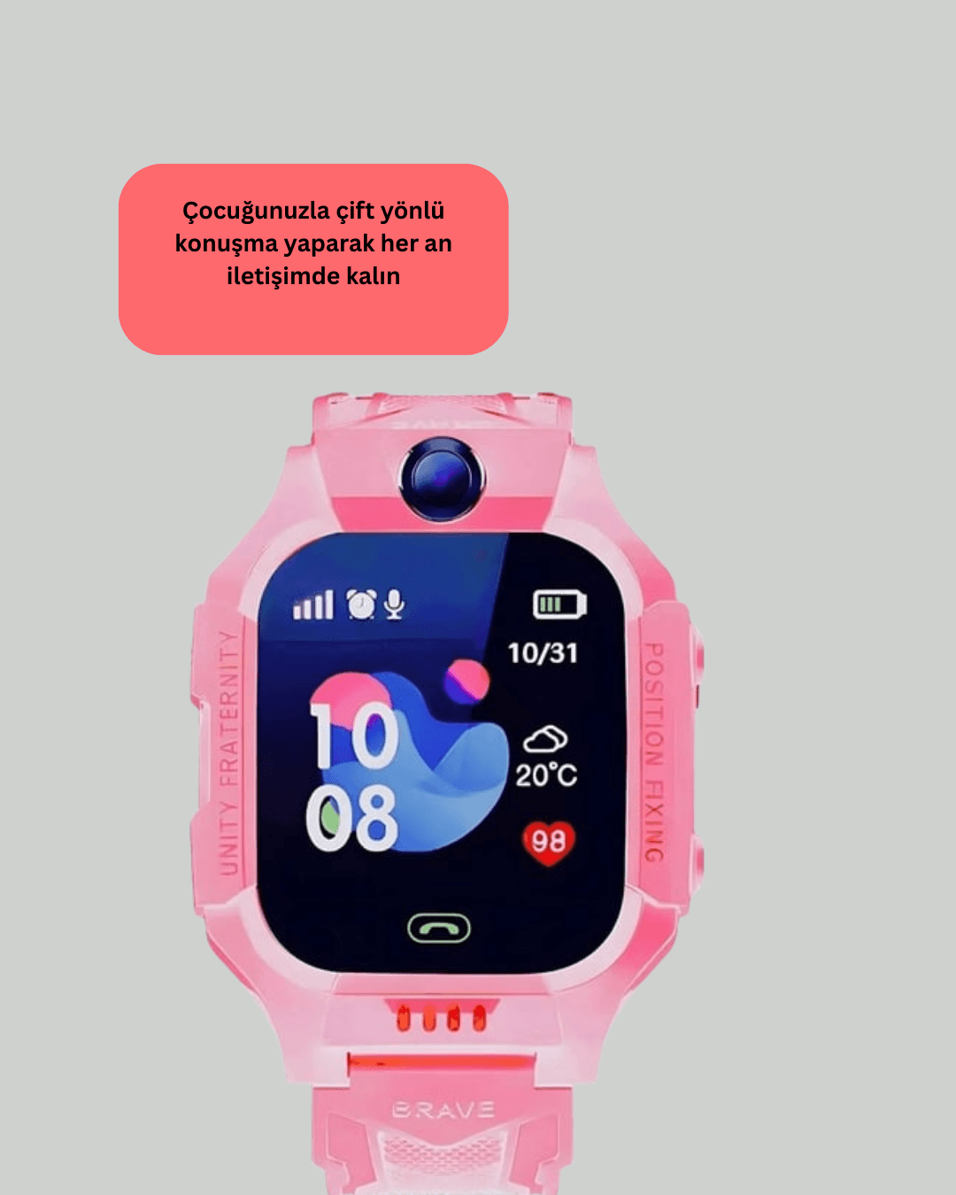 S10 Akıllı Çocuk Saati Pembe - GPS Konum Takibi ve Sesli Mesaj 4