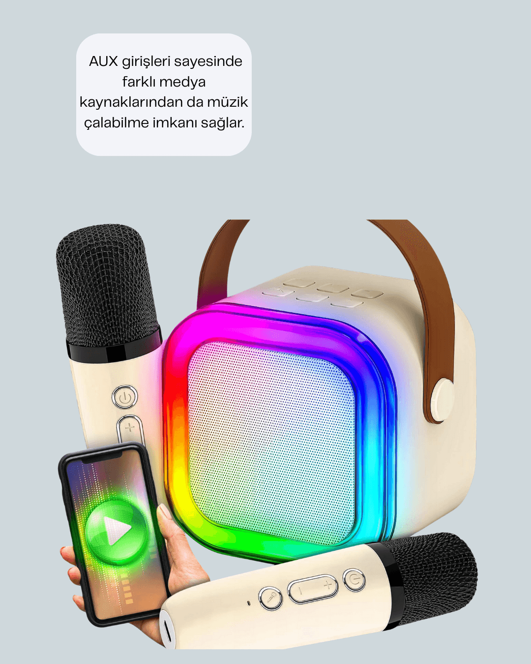 Ses Efektli Mikrofonlu Kablosuz Karaoke Sistemi 4