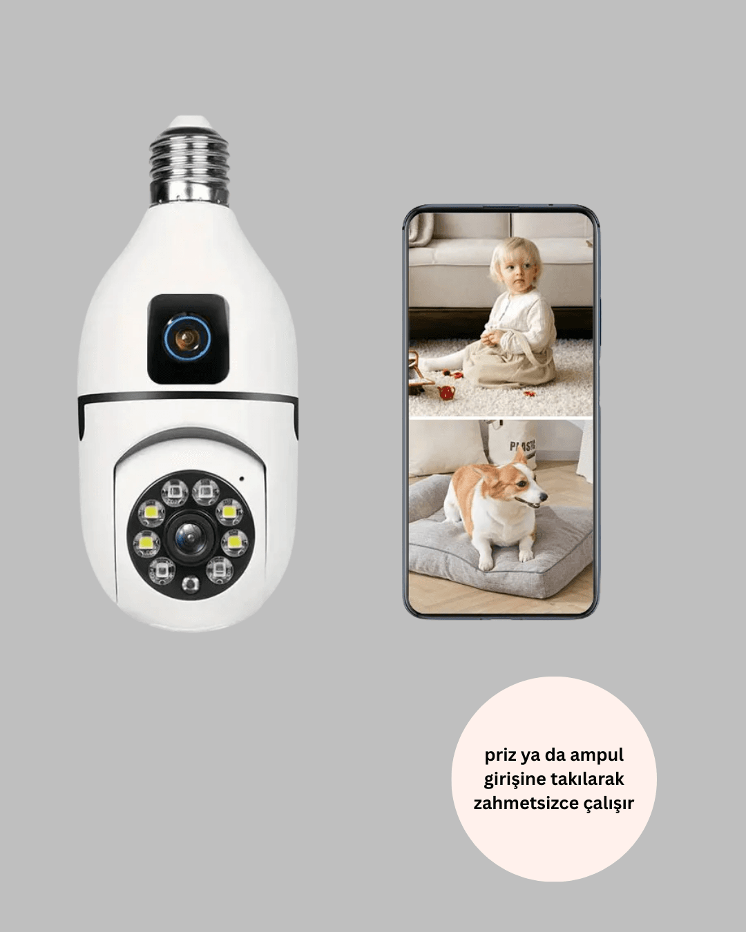 1080P WiFi Ampul Kamerası 4