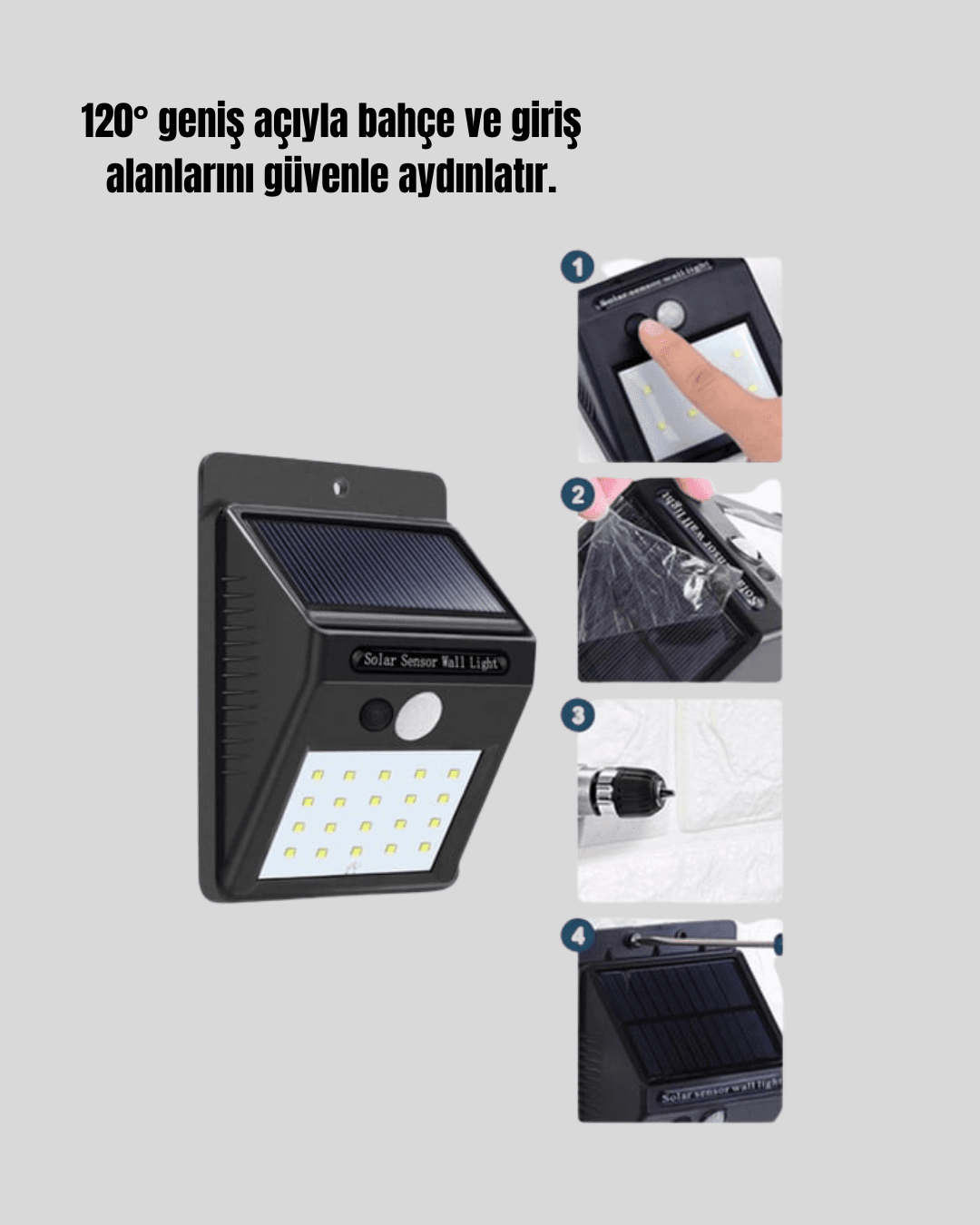 4 Modlu Solar LED Bahçe ve Garaj Lambası 4