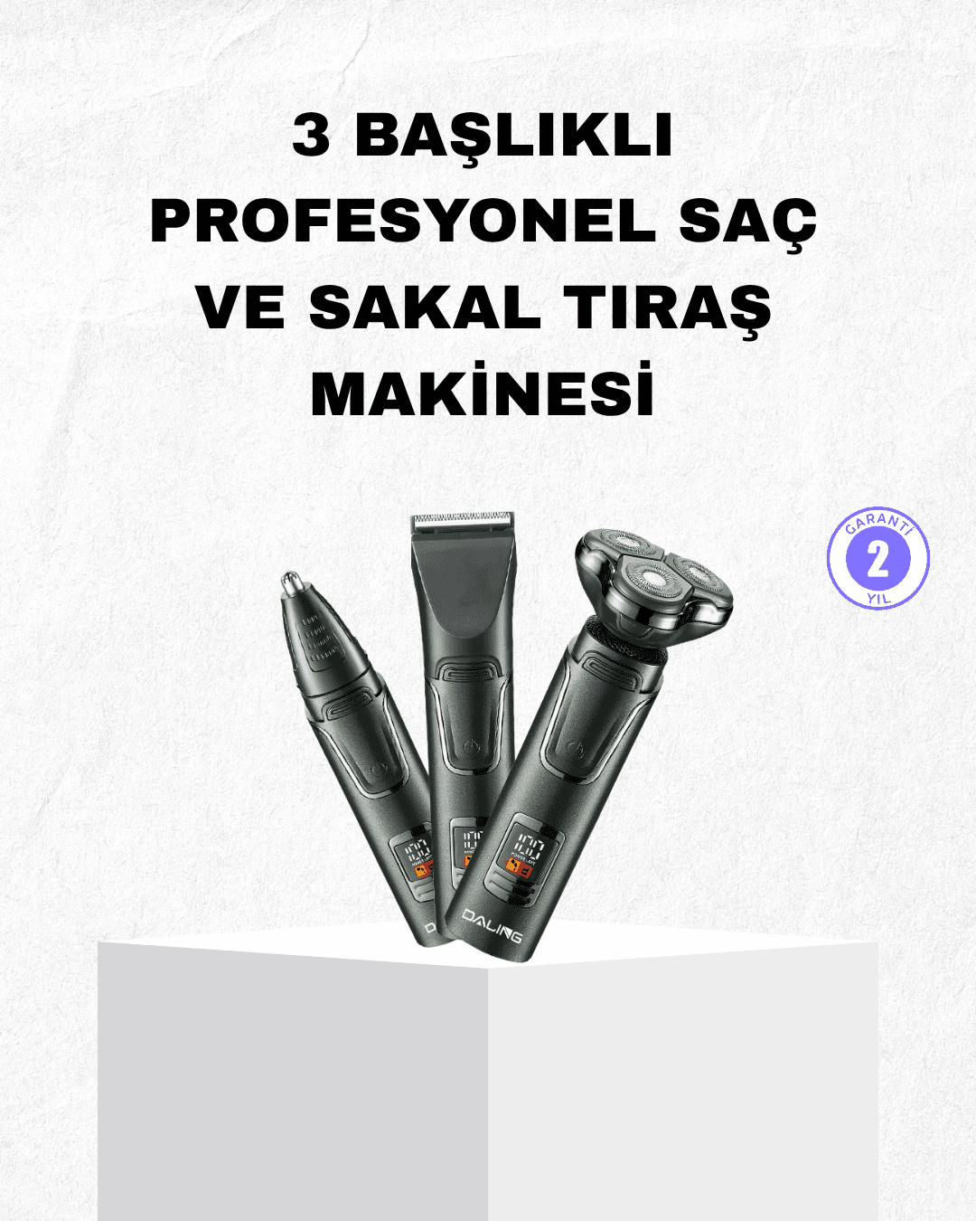 Şarjlı ve Kablosuz 3 Başlıklı Profesyonel Bakım Seti – Saç, Sakal, Burun ve Kulak Düzeltici