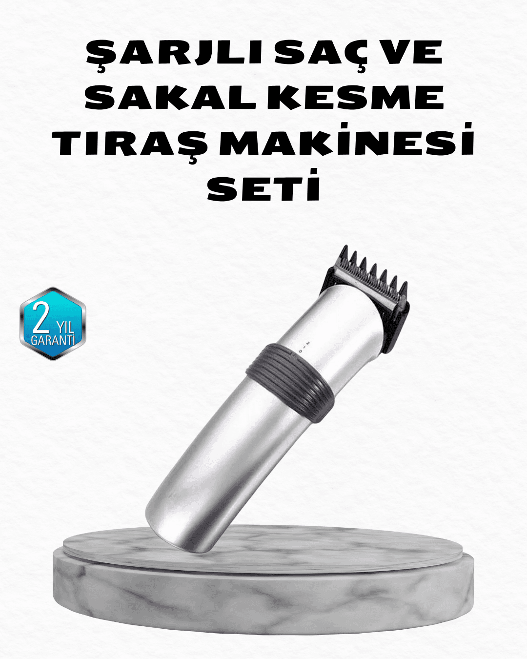 Profesyonel Şarjlı Saç ve Sakal Kesme Makinesi – Paslanmaz Çelik Bıçaklı, Ergonomik ve Sessiz Motorlu