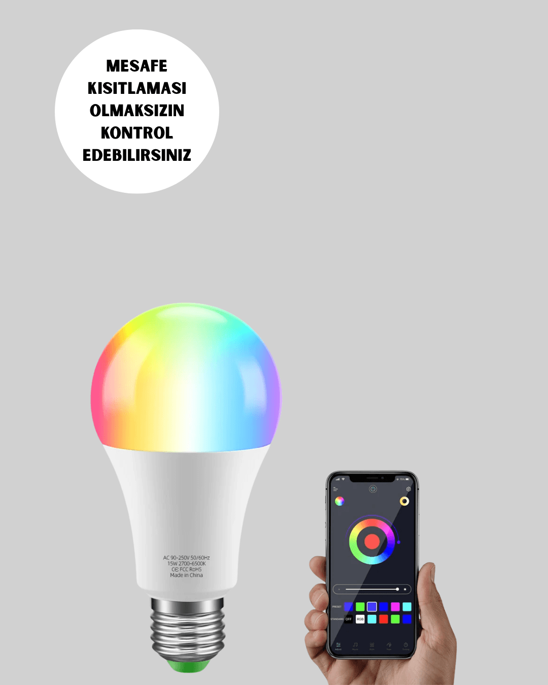 Enerji Verimli Akıllı LED Ampul, Uzaktan Kontrol Özellikli 6