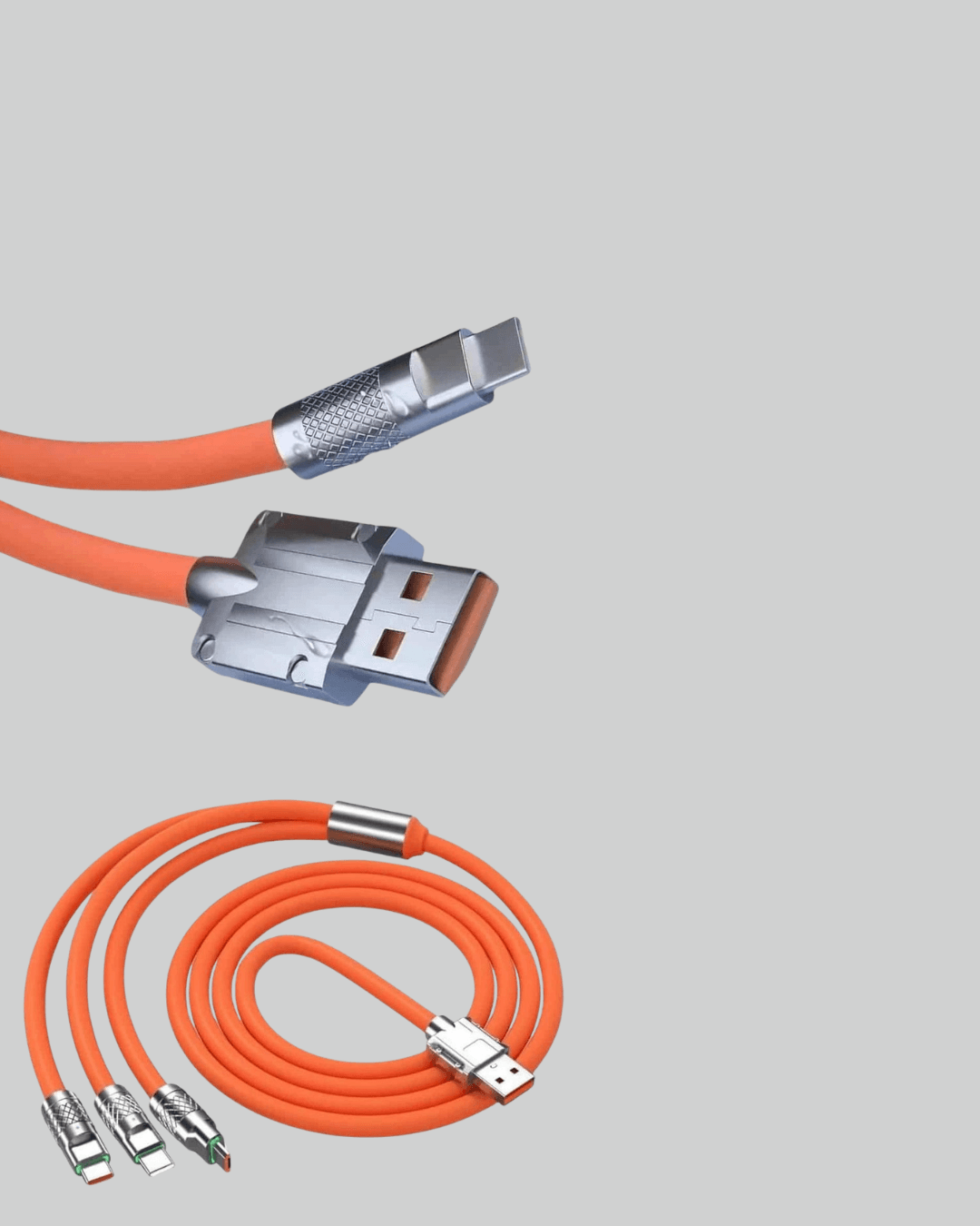 120W Şarj Destekli 3’ü 1 Arada Çoklu Şarj Kablosu – 1.2 Metre 4