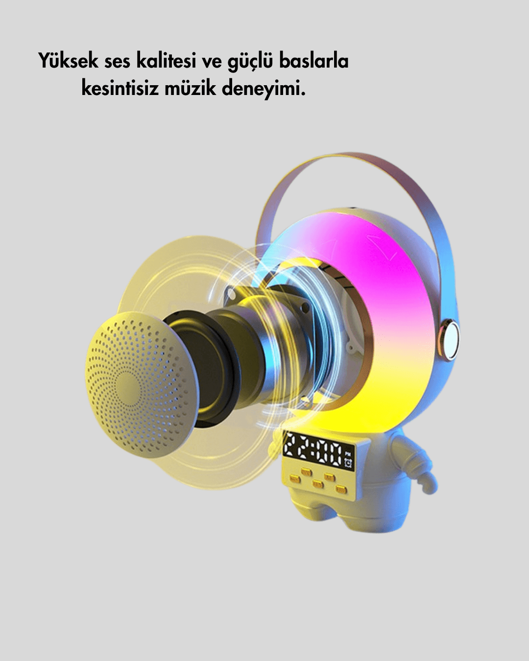 Kablosuz Mikrofonlu Astronot Tasarım Bluetooth Speaker Karaoke 6