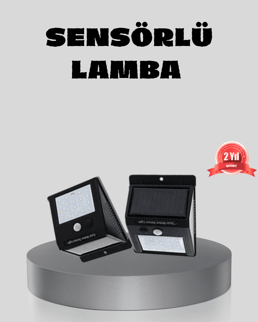 Güneş Enerjili Sensörlü Dış Mekan Duvar Lambası – 3 Modlu, 2200mAh Pil, 120° Algılama