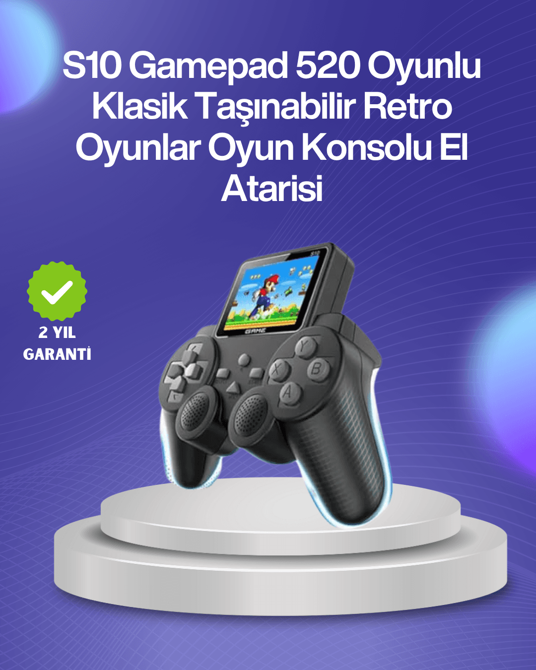 500 Oyunlu Nostaljik El Tipi Oyun Konsolu, Taşınabilir Şarjlı Cihaz, Renkli Ekran ve TV Destekli